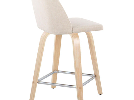 Toriano - Contemporary Fixed Height Counter Stool With Swivel With Square Footrest (Set of 2)