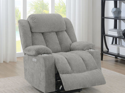 Beca - Upholstered Power Lift Recliner With Cupholders And USB Charging