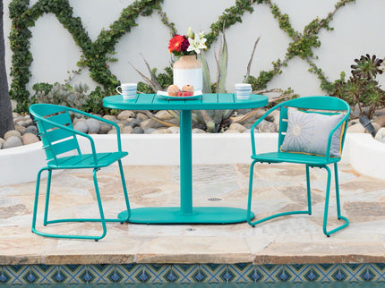 3 Piece Elegant Outdoor Bistro Set With 2 Chairs And Oval Table