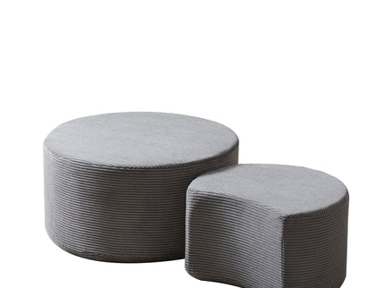 Modern Upholstered Round Coffee Table For Living Room (Set of 2)