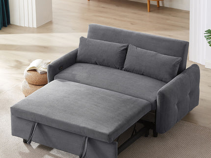 Pull-Out 2 Seat Modern Sleeper Sofa With 2 Throw Pillows And USB Ports