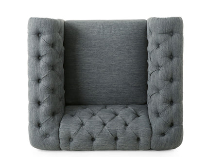 Fabric Upholstered Club Chair With Scrolled Tuxedo Arms