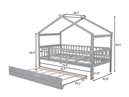 Creativity House Bed With Twin Size Trundle