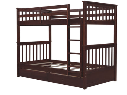 Bunk Bed With Ladders And 2 Storage Drawers