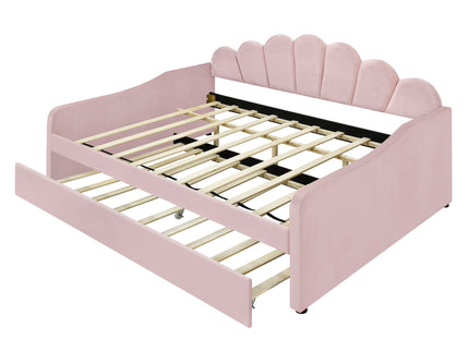 Upholstery Daybed Frame With Shell Shaped Backrest