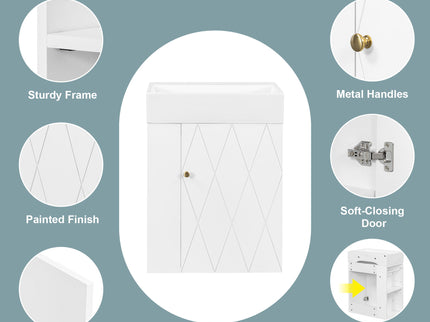 Modern Bathroom Vanity With Sink, Diamond Pattern Doors