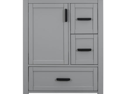 Bathroom Vanity With Sink, Soft Close Door, Double Layer Door Shelf And 3 Drawers - Gray