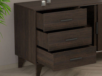 Parker - TV Stand With Sliding Doors And Drawers - Dark Brown