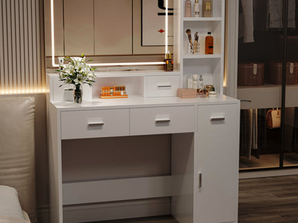 40.95" Newly Designed Smart Mirror Dressing Table With Drawers And Storage Cabinet, Dressing Table With Dressing Pad For Bedroom, Dressing Room