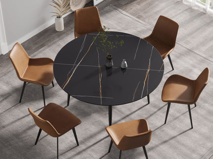 Modern Man-Made Stone Round Dining Table-Position For 6 People