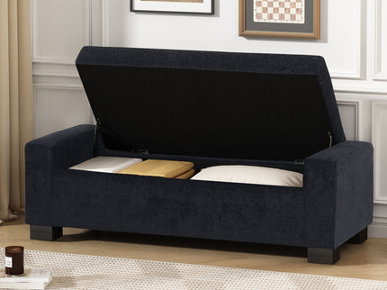Textured Fabric Ottoman Bench With Hinged Lid