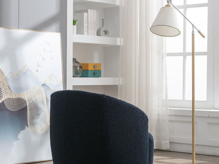 Teddy Fabric Swivel Accent Armchair Barrel Chair With Powder Coating Metal Ring