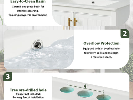 Elegant Bathroom Vanity With Ceramic Sink And Versatile Storage