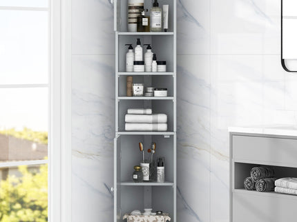 Multi Functional Corner Cabinet With Adjustable Shelves And 2 Doors