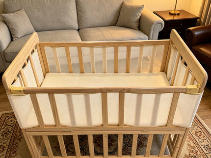 Portable Pne Bedside Bassinet, Crib With 3 Adjustable Heights, Compact Design - White
