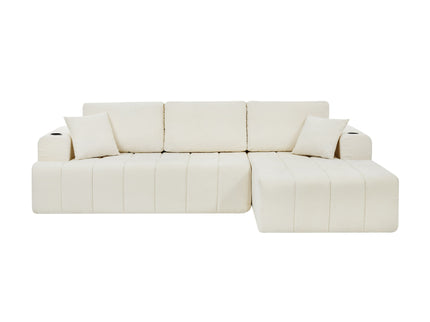 L - Shaped Sectional Sofa With Cup Holders & Side Pockets