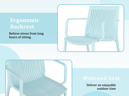 4 Modern Stackable Plastic Armchair Matched With Round Table