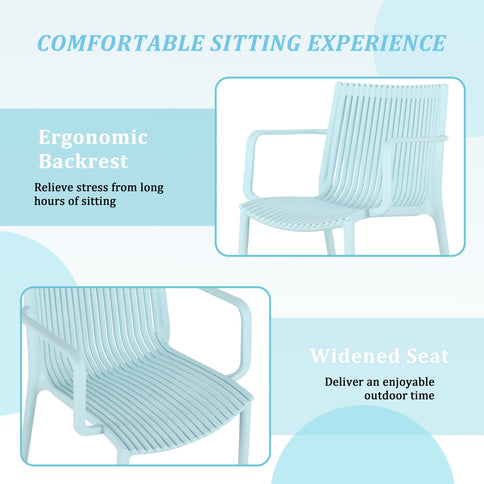 4 Modern Stackable Plastic Armchair Matched With Round Table