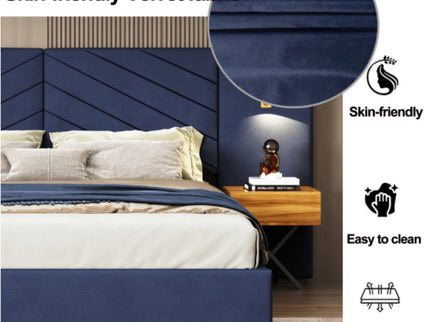 Upholstered Bed Frame With Vertical Channel Tufted Wingback Headboard