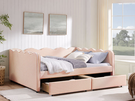 Gingham Daybed & USB Charging Port, Wave Shaped Design