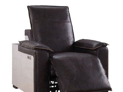 Misezon - Top Grain Leather Power Motion Recliner - Dark Brown