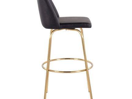 Toriano - Contemporary Fixed Height Barstool With Swivel And Round Footrest (Set of 2)