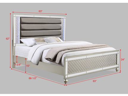 Modern Panel Bed Wit Tufted Design And Integrated LED Lighting