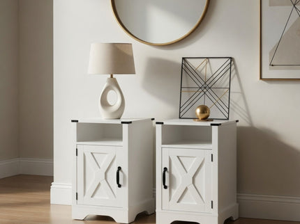 Farmhouse Nightstand, Charging Station & Storage