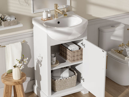 Bathroom Vanity With Bulged Sink, Cabinet, Soft-Close Door, Freestanding Single Unit
