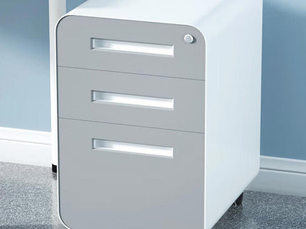 3 Drawer Mobile File Cabinet Under Desk Office, Simple Style Versatile Storage Cabinet For Legal / Letter / A4 Files, 5 Wheel Design Anti-Tilting Cold Rolled Steel Waterproof Moisture-Proof