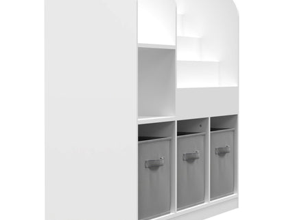 Bookcase And Bookshelf With 3 Collapsible Drawers, Multifunctional Display Stand