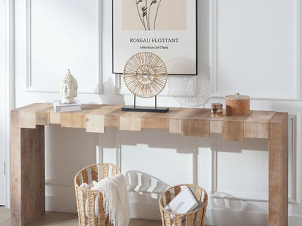 Modern Rustic Table With Sculpted Block Design