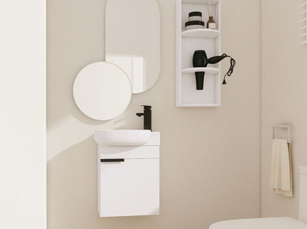Wall Mounted Bathroom Vanity With Sink And Storage Rack, Soft Close Doors