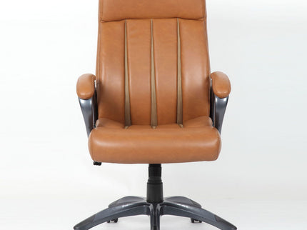 Executive Office Chair, Height Adjustable, Swivel With Padded Armrest & 5 Point Base - Antique Brown