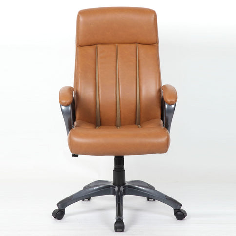 Executive Office Chair, Height Adjustable, Swivel With Padded Armrest & 5 Point Base - Antique Brown