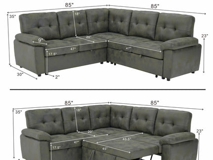 Convertible Sectional Sofa Bed & Pull Out Sleeper And Storage