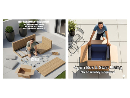 6 Person Patio Seating Set With Cushions And Durable - Brown