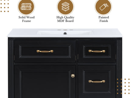 Modern Bathroom Vanity With Sink, 4 Drawers, Soft-Close Door, Adjustable Shelf