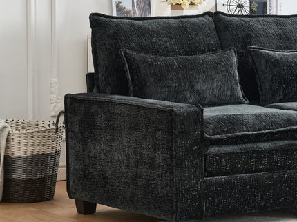 Modern Comfy L Shaped Sectional Sofa With Movable Ottoman