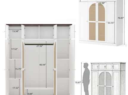 8 Door Armoire Wardrobe With Adjustable Shelves And Hanging Rod