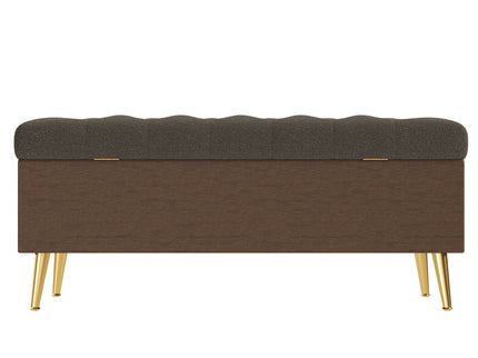 Modern Tufted Storage Ottoman Bench With Metal Legs
