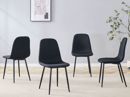 Modern Medieval Style Cushioned Side Chairs Set With Metal Legs For Kitchens
