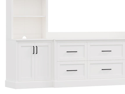 Arched Entertainment Center Wall Unit With 6 Drawers, Large TV Stand With Bookshelves