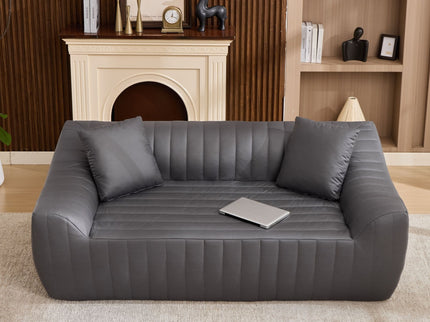 Oversized 2 Seater Loveseat With 2 Decor Throw Pillows, Deep Seat Sofa For Living Rooms