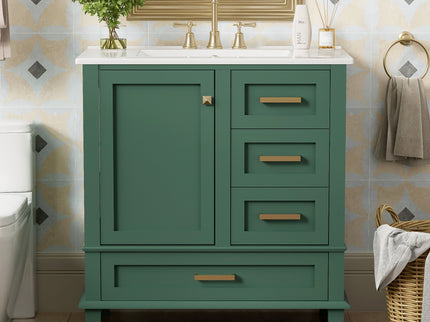 Bathroom Vanity, Modern Bathroom Cabinet With Sink Combo Set, Bathroom Storage Cabinet With A Soft Closing Door And 3 Drawers, Solid Wood Frame
