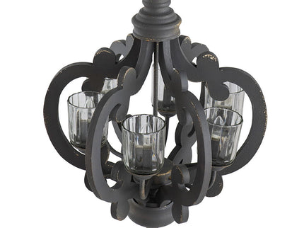Farmhouse Chandelier, 6 Light Wood Chandelier Pendant Light Fixture With Adjustable Chain For Dining Room Living Room Entryway, Bulb Not Included