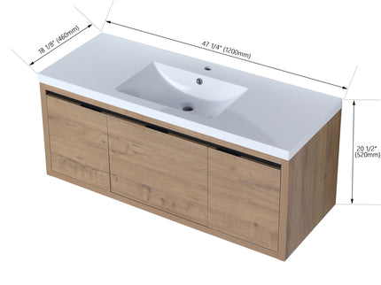 Floating Bathroom Vanity With Resin Sink And Soft Close Doors