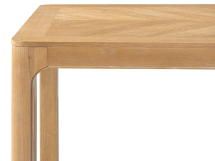 Rectangular Dining Table With Parquet Top, Rounded Corners