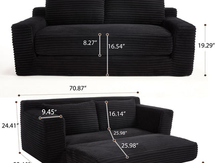 Convertible Loveseat Sofa Bed With Memory Foam & Steel Frame