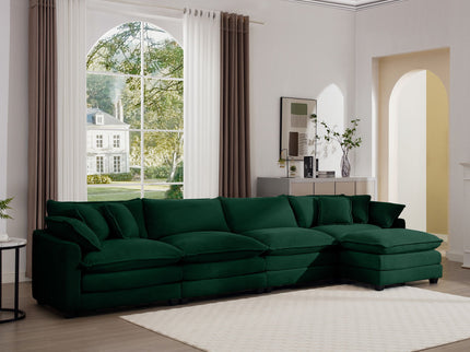Modern Modular Cushion Sofa With Ottoman, Low Back, Deep Seating Sofa Set